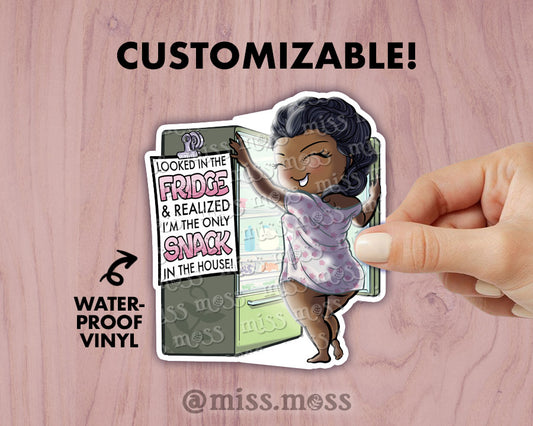 Fridge Snack Girl Waterproof Vinyl Sticker