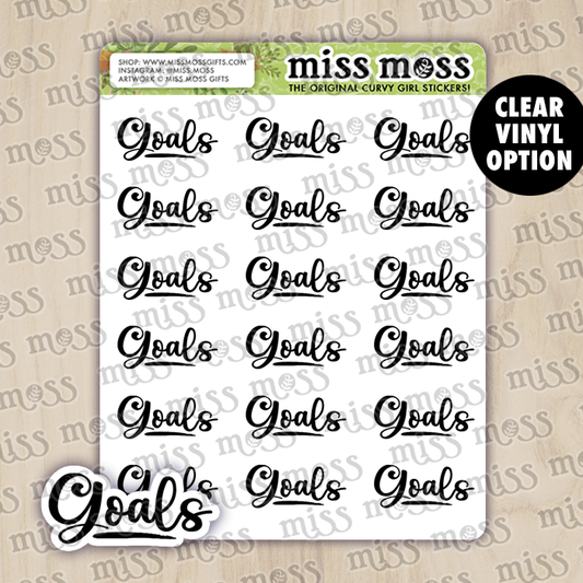 Goals Script Lettering Planner Stickers