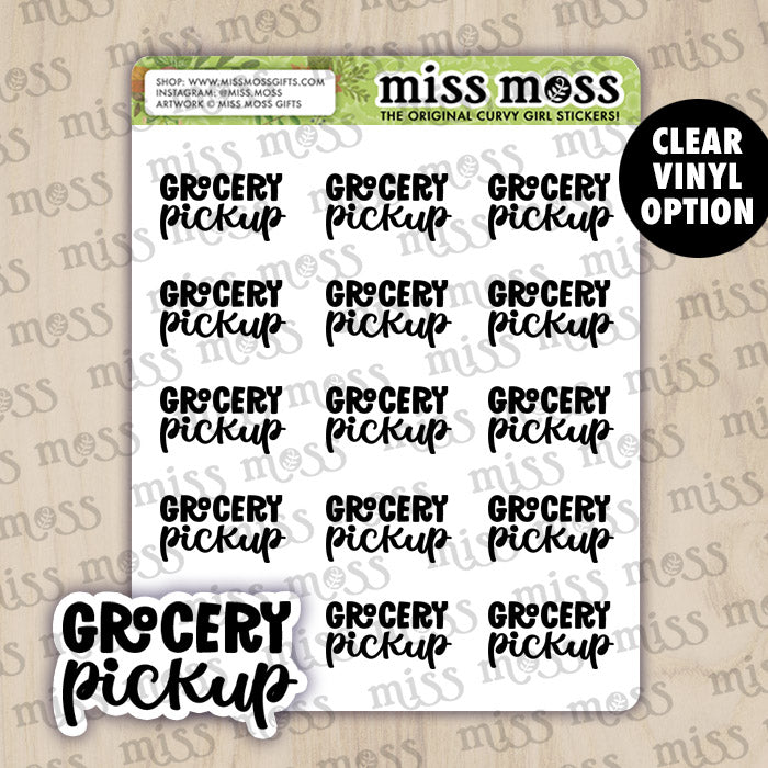Grocery Pickup Script Lettering Planner Stickers