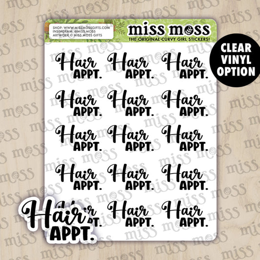 Hair Appointment Script Lettering Planner Stickers