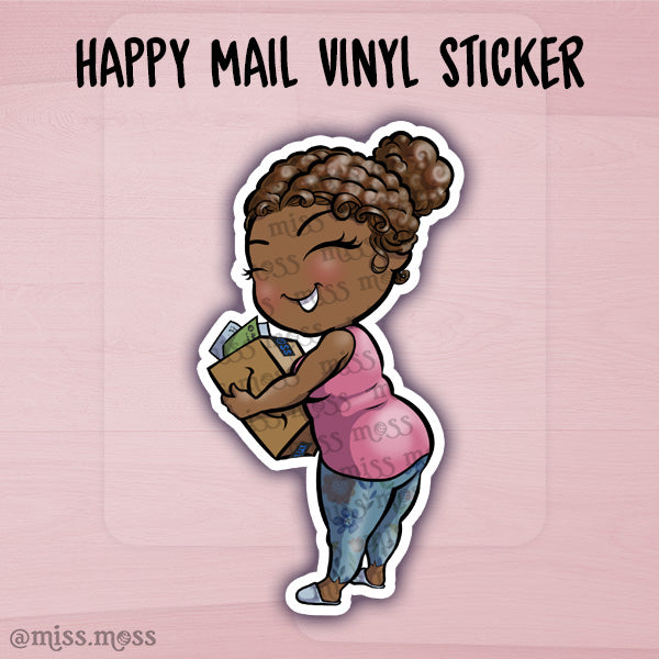Happy Mail Girl Large Vinyl Sticker
