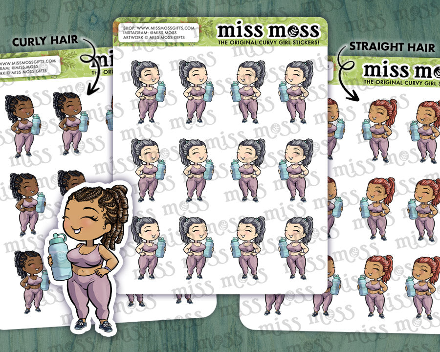 Hydration Water Girl Vinyl Planner Stickers