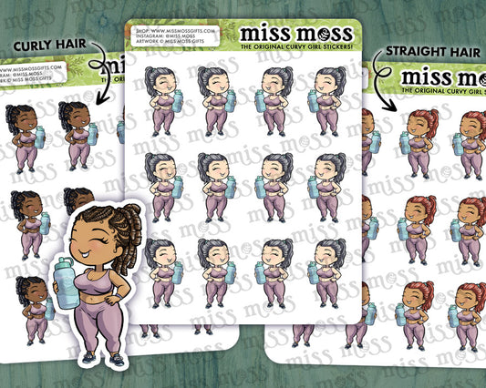 Hydration Water Girl Vinyl Planner Stickers