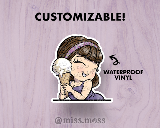Ice Cream Girl Large Vinyl Sticker
