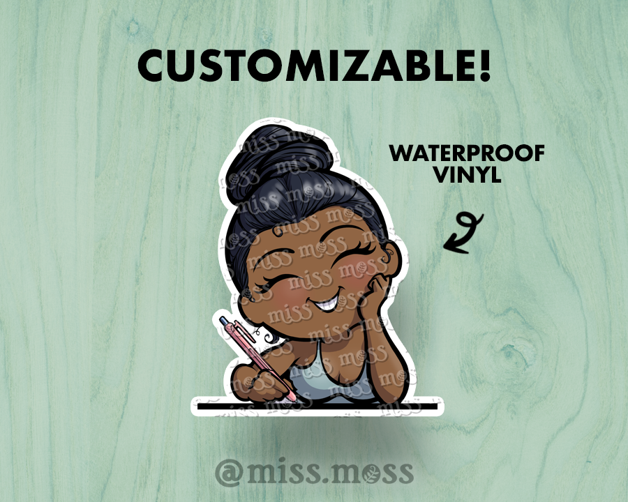 Journaling Writing Girl Large Vinyl Sticker