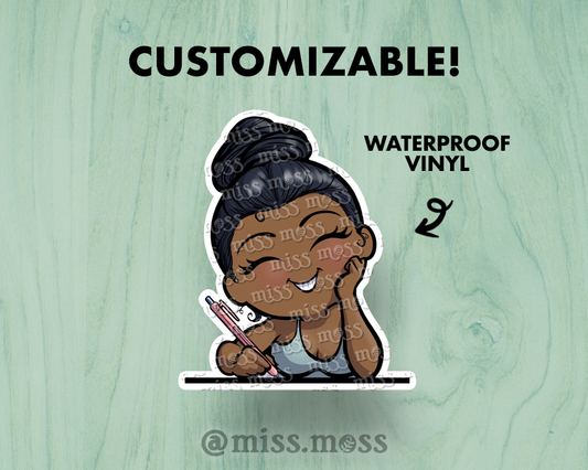 Journaling Writing Girl Large Vinyl Sticker