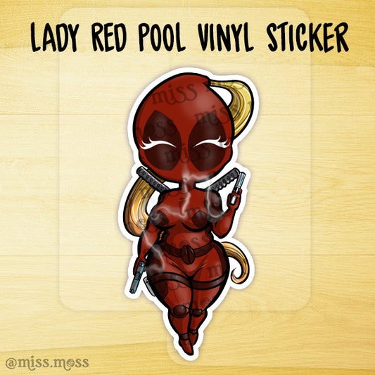 Lady Red Pool Waterproof Vinyl Sticker
