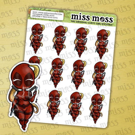 Lady Red Pool Vinyl Planner Stickers