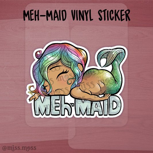 JUMBO Meh-Maid Waterproof Vinyl Sticker