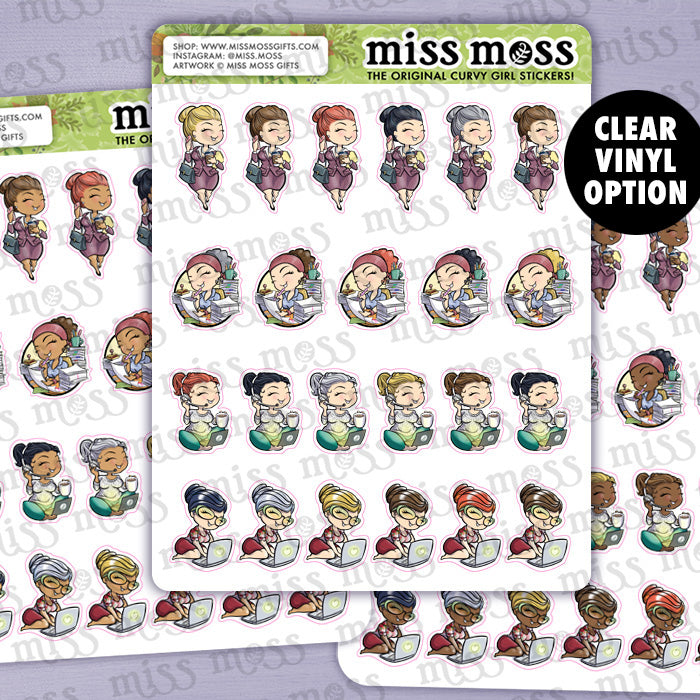Mini Assorted Business Work Girls Vinyl Stickers – Miss Moss Gifts