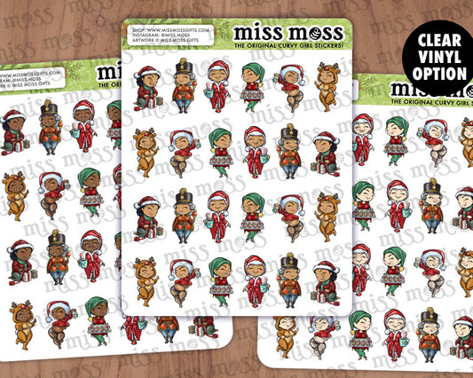 Mini Christmas Curvy Girls Vinyl Planner Stickers