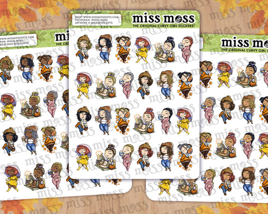 Mini Fall Curvy Girls Vinyl Planner Stickers
