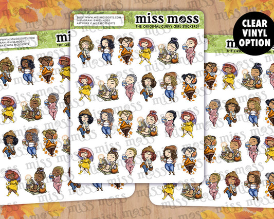 Mini Fall Curvy Girls Vinyl Planner Stickers