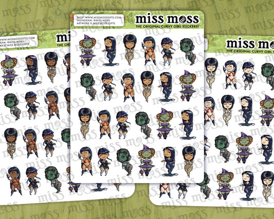 Mini Halloween Babes Vinyl Planner Stickers