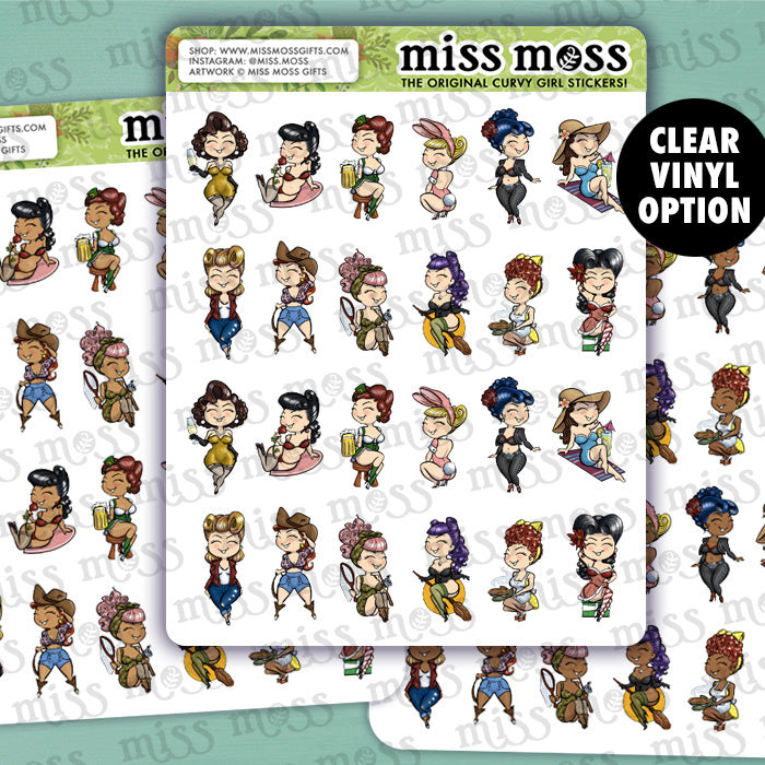 Mini Monthly Pinup Girl Vinyl Stickers – Miss Moss Gifts