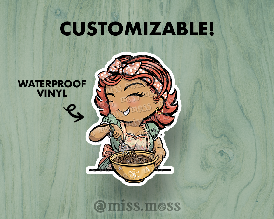 Mixing Bowl Girl Large Vinyl Sticker