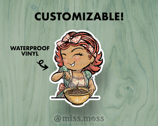 Mixing Bowl Girl Large Vinyl Sticker