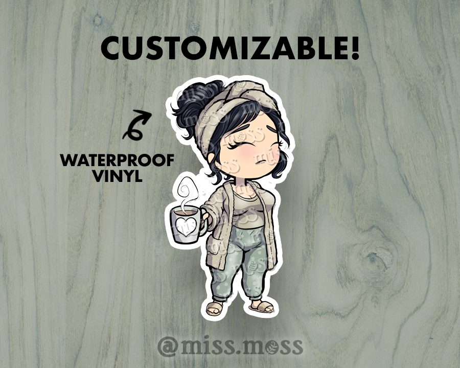Morning Coffee Girl Large Vinyl Sticker