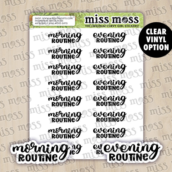 Morning & Evening Routine Lettering Planner Stickers