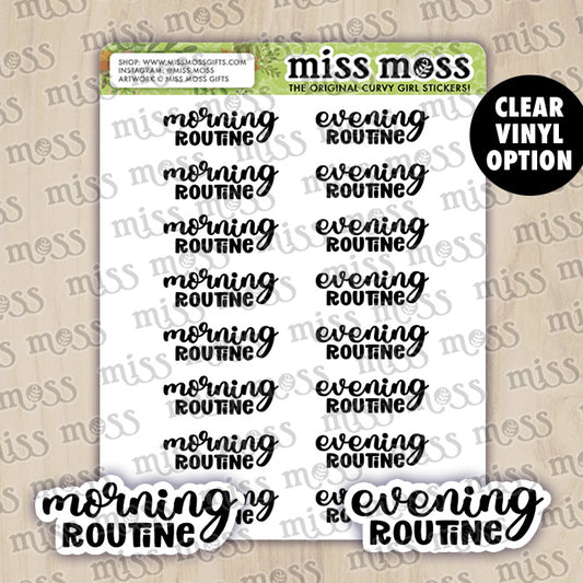 Morning & Evening Routine Lettering Planner Stickers