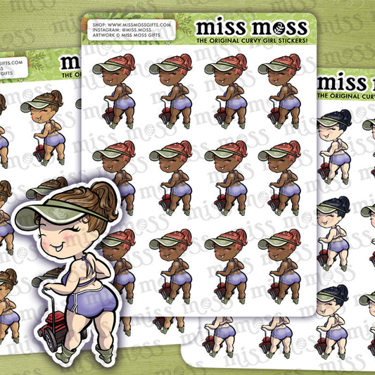 Lawn Mower Girl Vinyl Planner Stickers