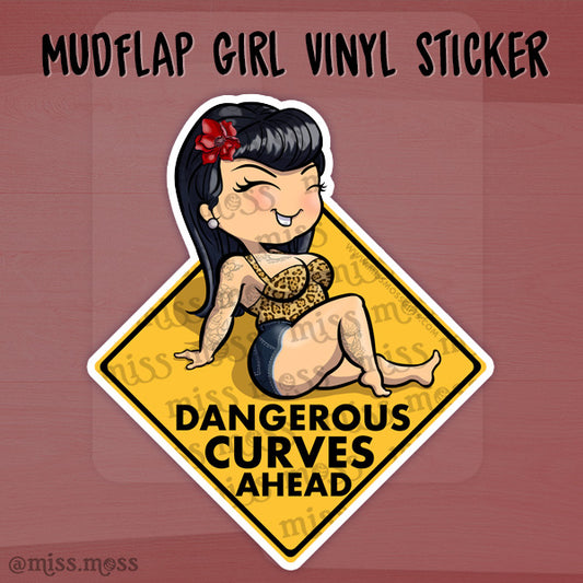 JUMBO Dangerous Curves Ahead Waterproof Vinyl Decal