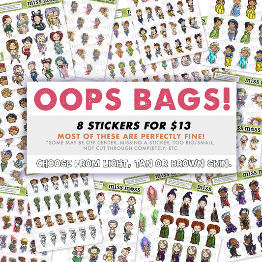 Vinyl OOPS Bags: 8 stickers for $13!
