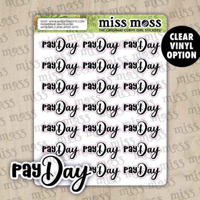 Pay Day Lettering Pay Day Script Vinyl Planner Stickers – Miss Moss Gifts