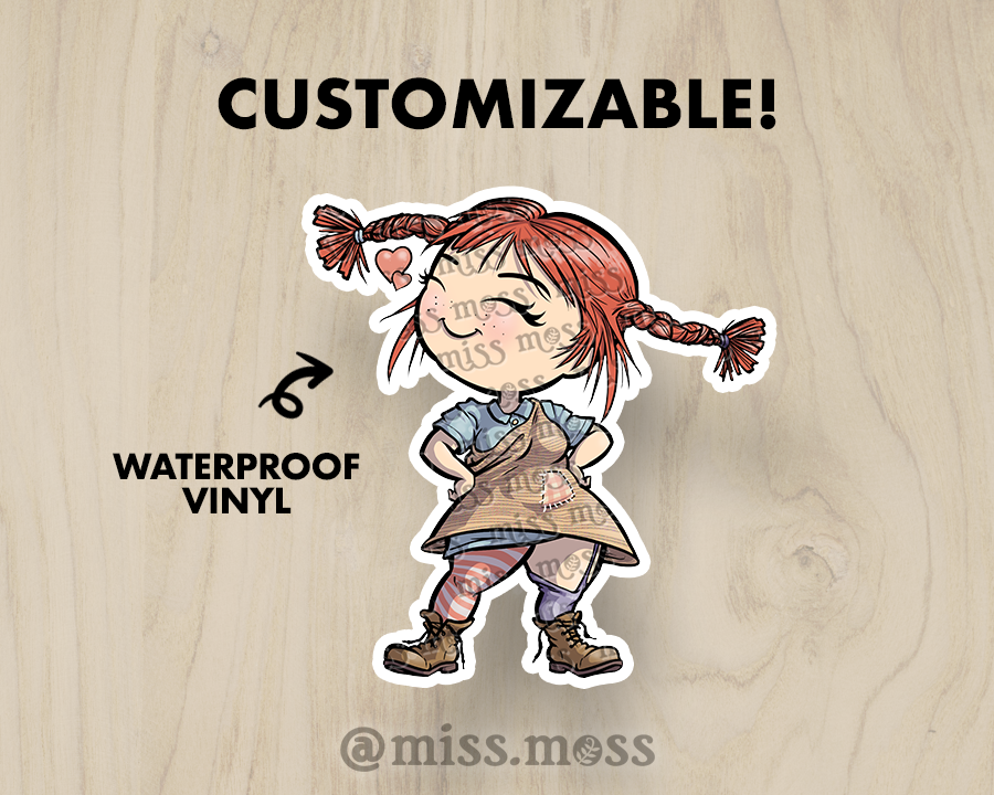 Pippi Longstocking 80's Large Vinyl Sticker