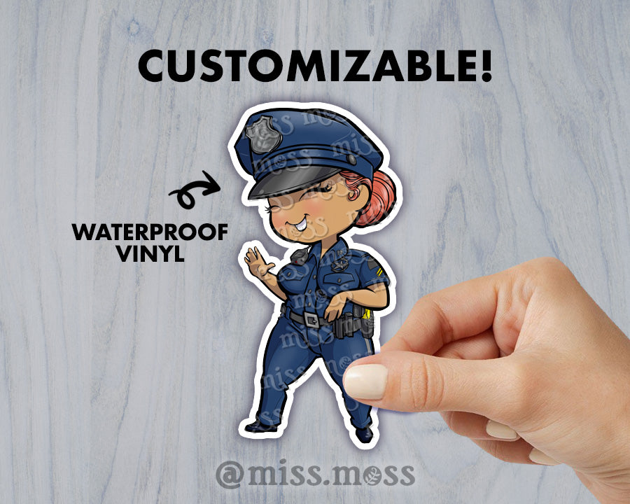 Police Light Sticker Police Girl Waterproof Vinyl Sticker – Miss Moss Gifts