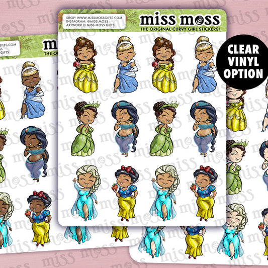 Curvy Princess Vinyl Planner Stickers