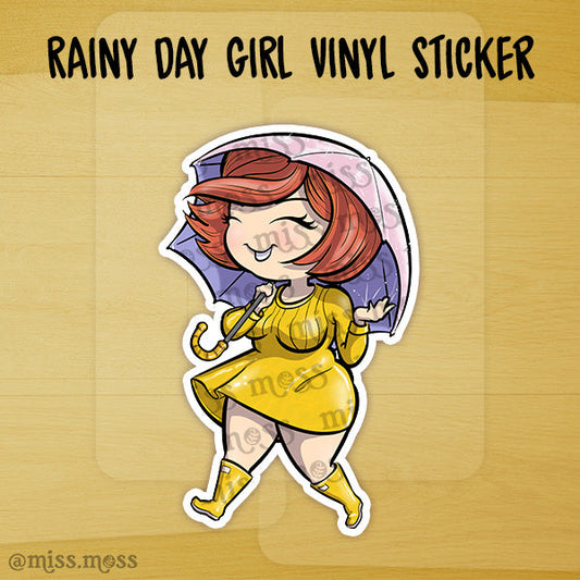 JUMBO Rainy Day Girl Vinyl Sticker