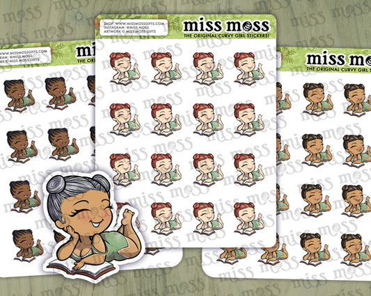 Reading Girl Vinyl Planner Stickers