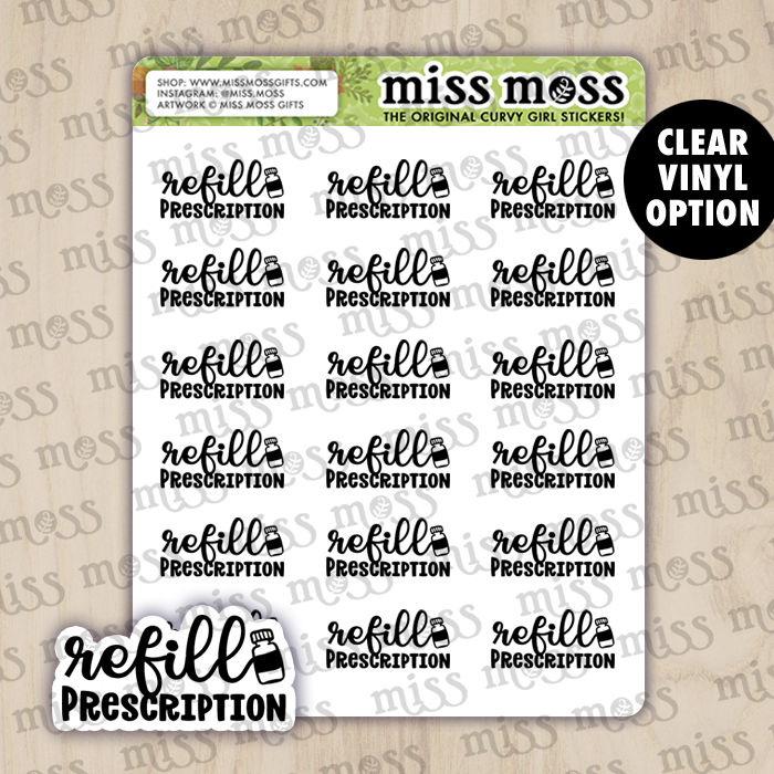 Refill Prescription Script Lettering Planner Stickers