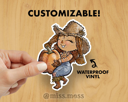 Pumpkin Scarecrow Waterproof Vinyl Die Cut Sticker