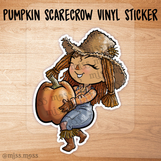 Pumpkin Scarecrow Waterproof Vinyl Die Cut Sticker