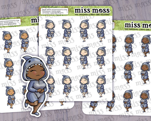 Shark Onesie Girl Vinyl Planner Stickers