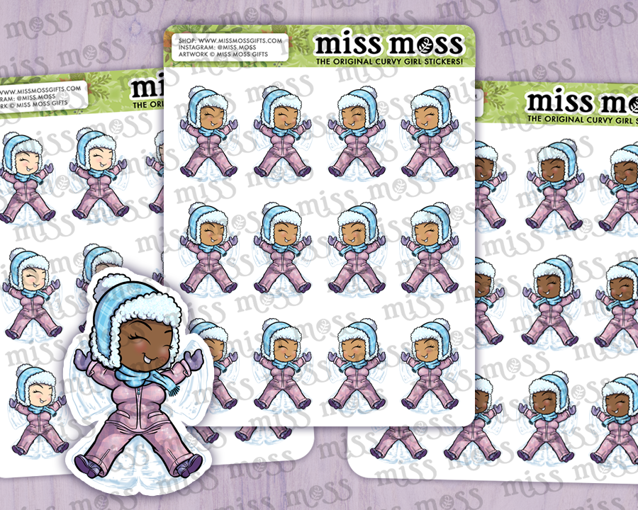 Snow Angel Girl Vinyl Journaling Stickers