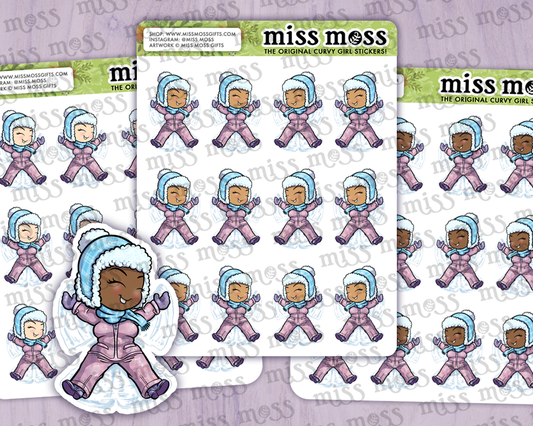 Snow Angel Girl Vinyl Journaling Stickers