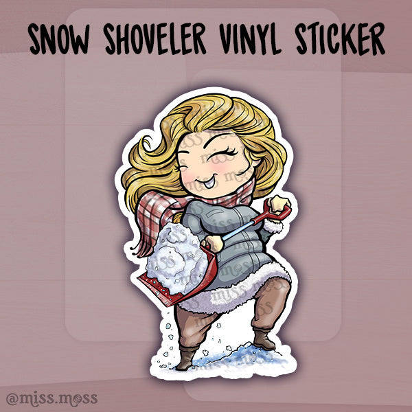 Snow Shoveling Large Vinyl Sticker