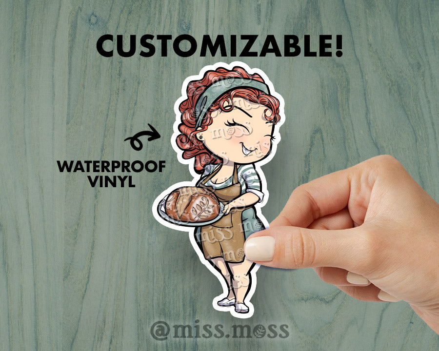 Sourdough Bread Girl Vinyl Sticker