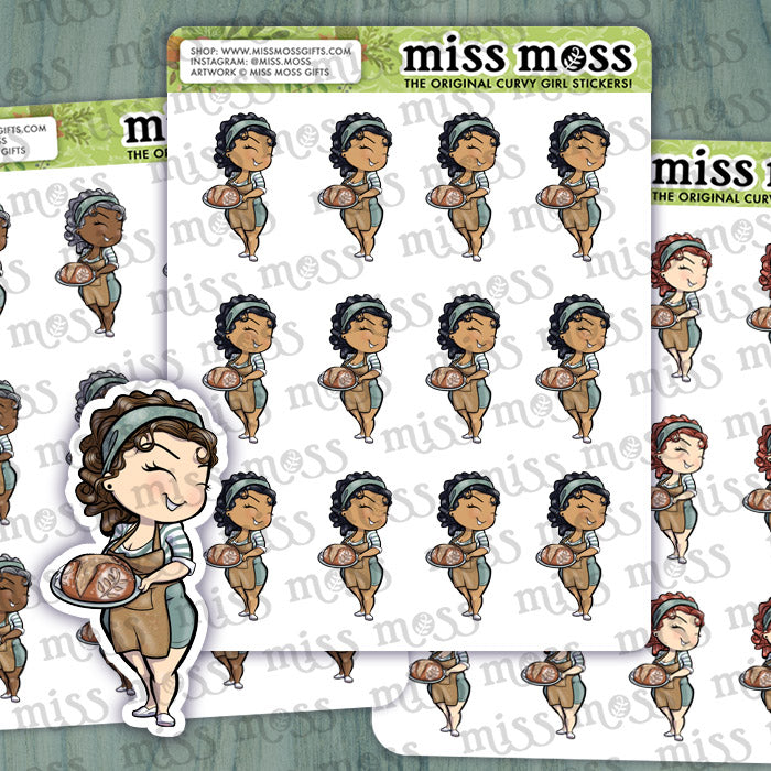Sourdough Bread Girl Vinyl Planner Stickers