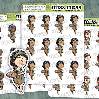 Sourdough Bread Girl Vinyl Planner Stickers