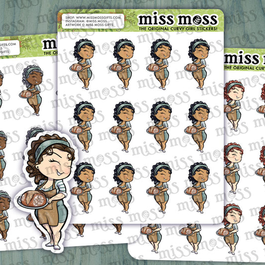 Sourdough Bread Girl Vinyl Planner Stickers