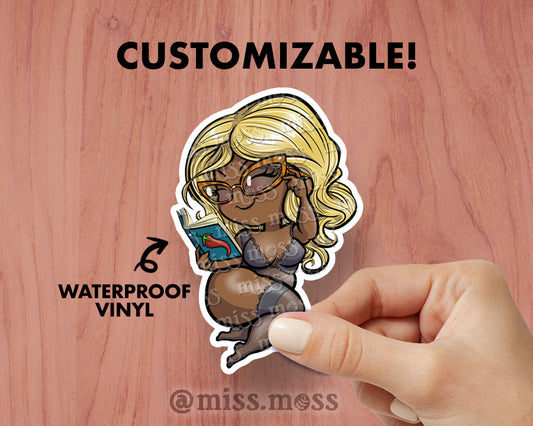 Spicy Book Reading Girl Vinyl Sticker