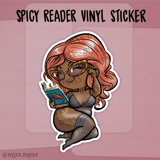 Spicy Book Reading Girl Vinyl Sticker