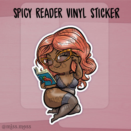 JUMBO Spicy Book Reading Girl Vinyl Sticker