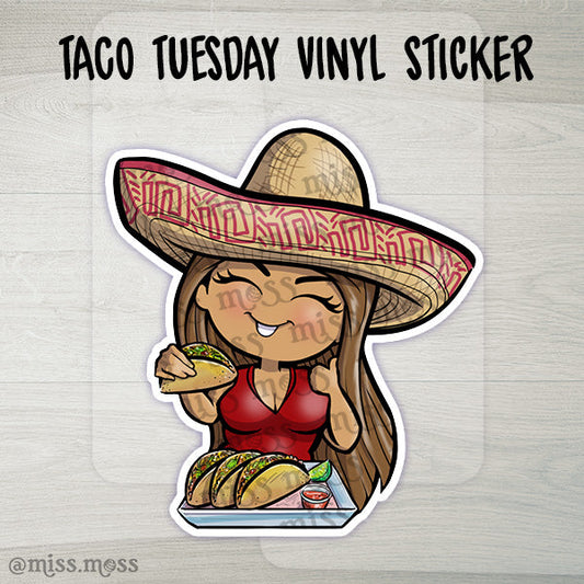 JUMBO Taco Tuesday Girl Vinyl Sticker