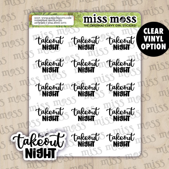 Takeout Night Script Lettering Planner Stickers