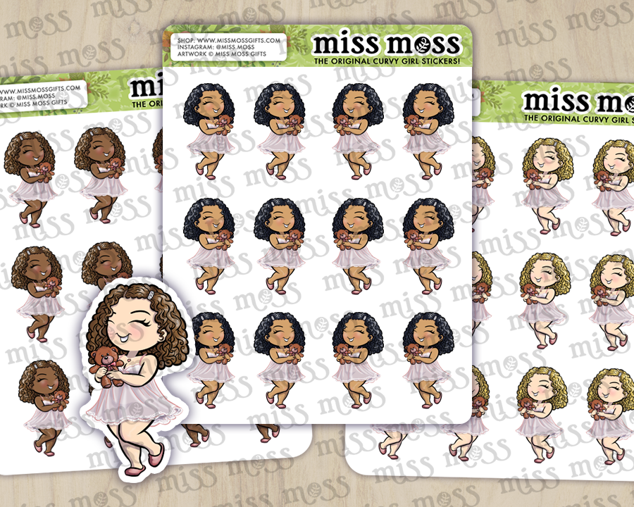 Teddy Feminine Nightie Girl Planner Journaling Stickers